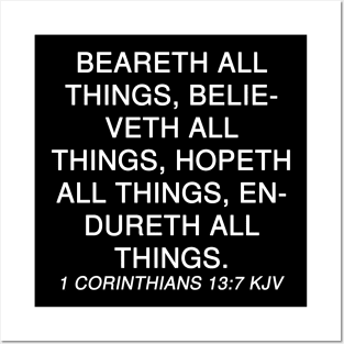 1 Corinthians 13:7 Bible Verse KJV Text Posters and Art